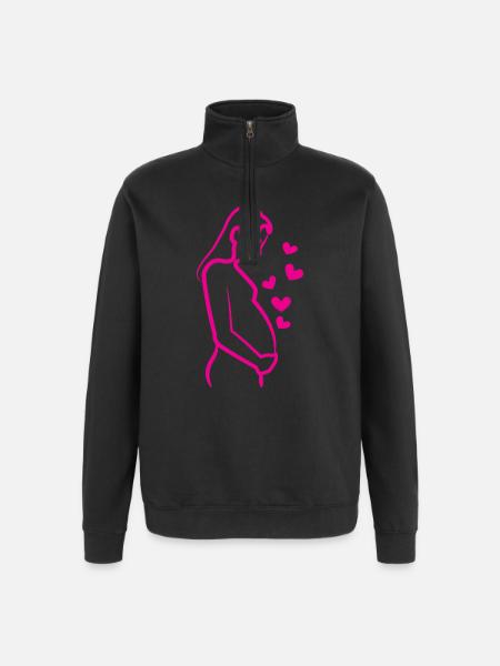 Bébé ventre mère grossesse grossesse coeur - Sweat à zip 1/4 - noir