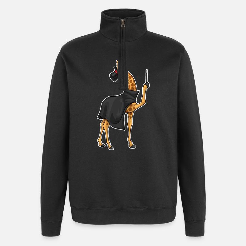 Giraffe Wizard Wand - Quarter-Zip Sweatshirt - black