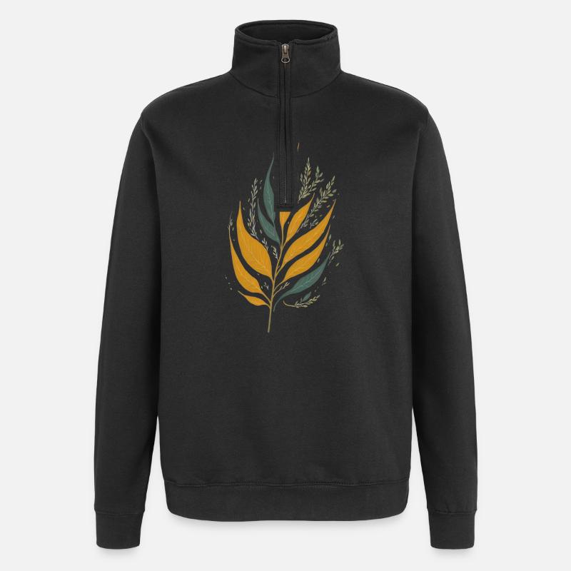 Blätter - Quarter-Zip-Sweatshirt - Schwarz
