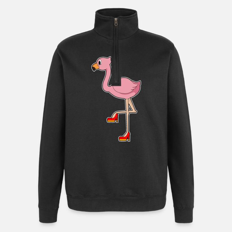 Flamingo High Heels - Quarter-Zip Sweatshirt - black