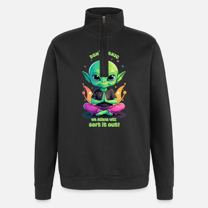 Cute Alien régule cela ! - Sweat à zip 1/4 - noir
