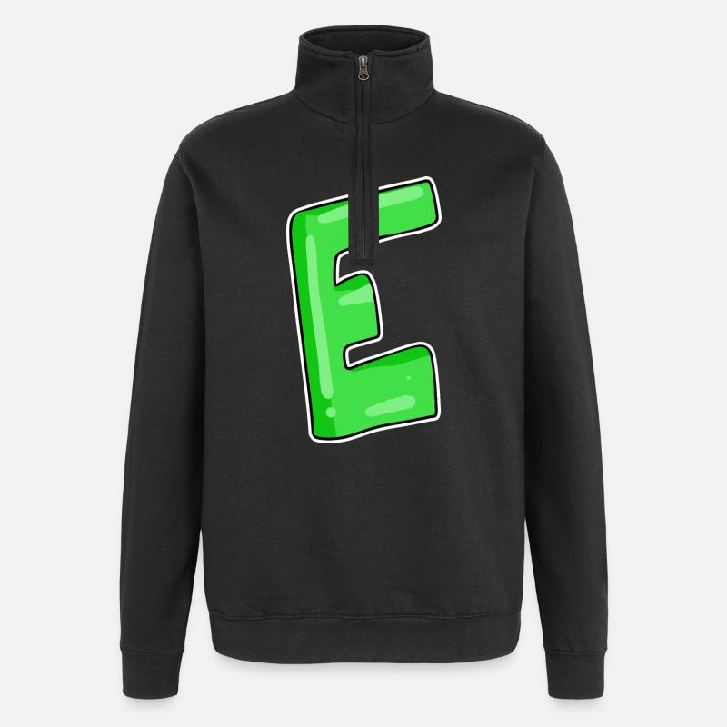 Letter E Initial point - Quarter-Zip Sweatshirt - black