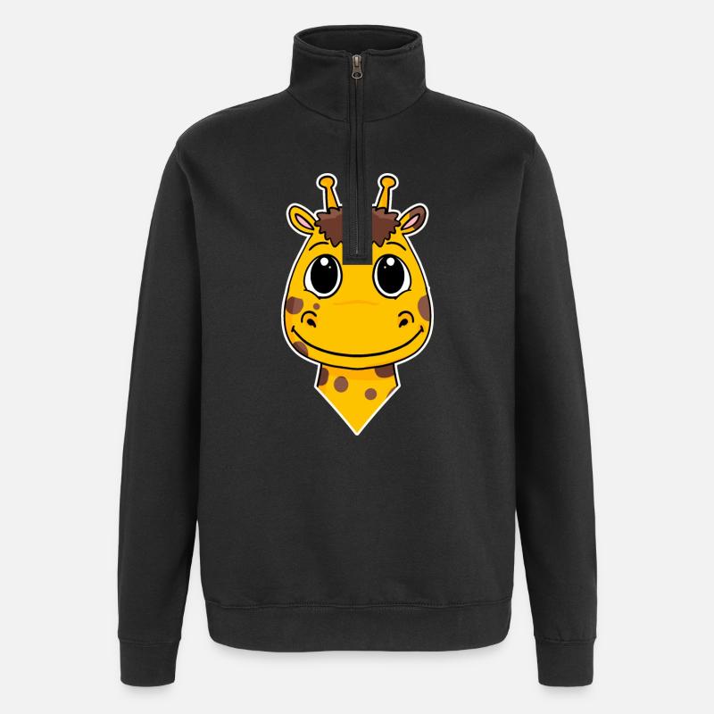 Giraffe Head - Quarter-Zip Sweatshirt - black