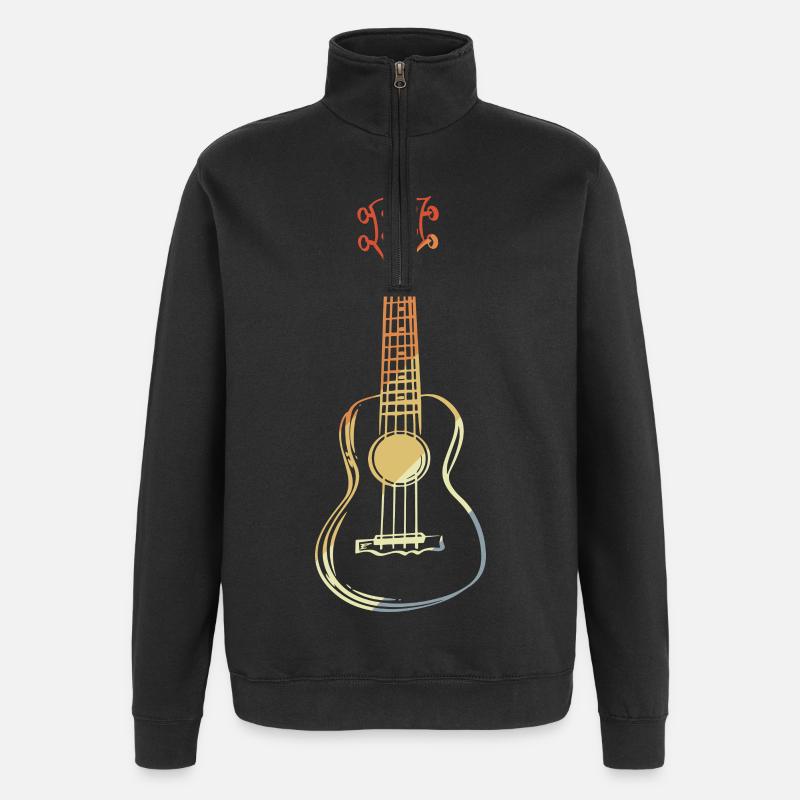 Ukulele Skizze Retro Style - Quarter-Zip-Sweatshirt - Schwarz