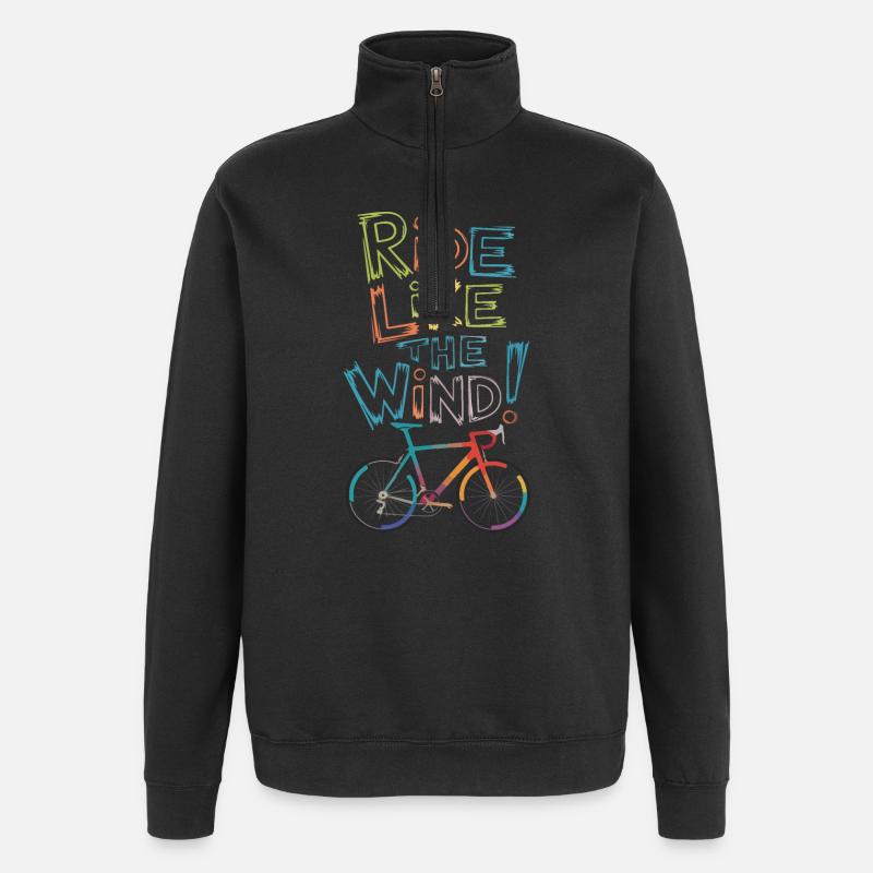 Ride Like the Wind Bicycle Design - Quarter-Zip Sweatshirt - black