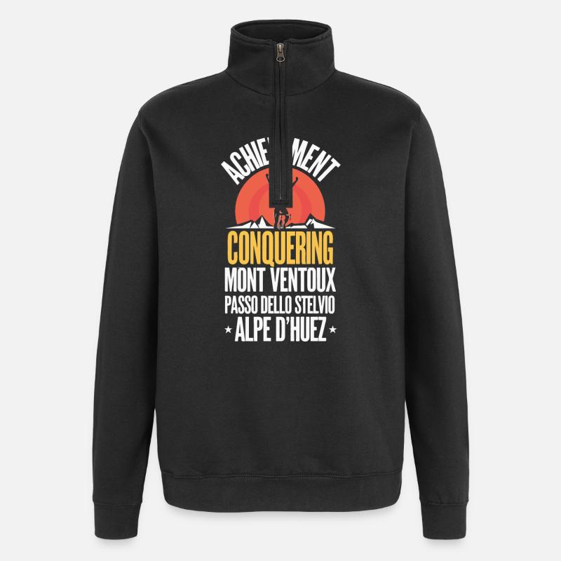 Sieg der legendären Anstiege - Quarter-Zip-Sweatshirt - Schwarz