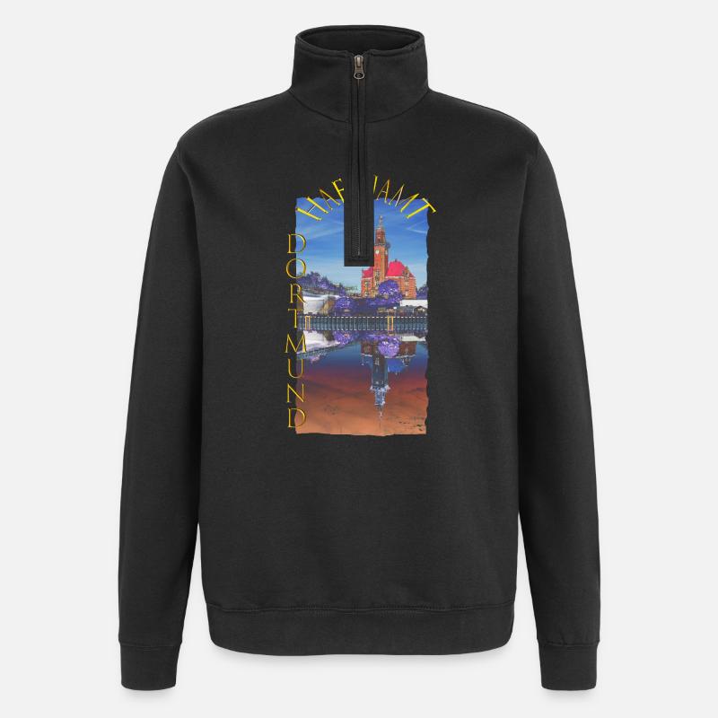 Historisches Dortmunder Hafenamt - Quarter-Zip-Sweatshirt - Schwarz