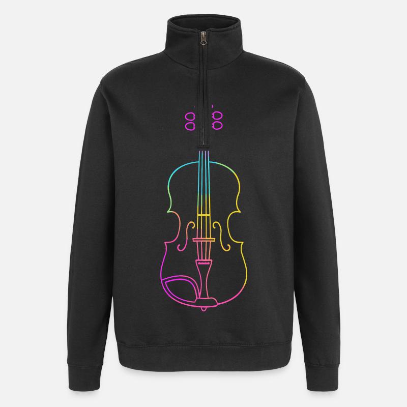 Dessin au trait du violon - Sweat à zip 1/4 - noir