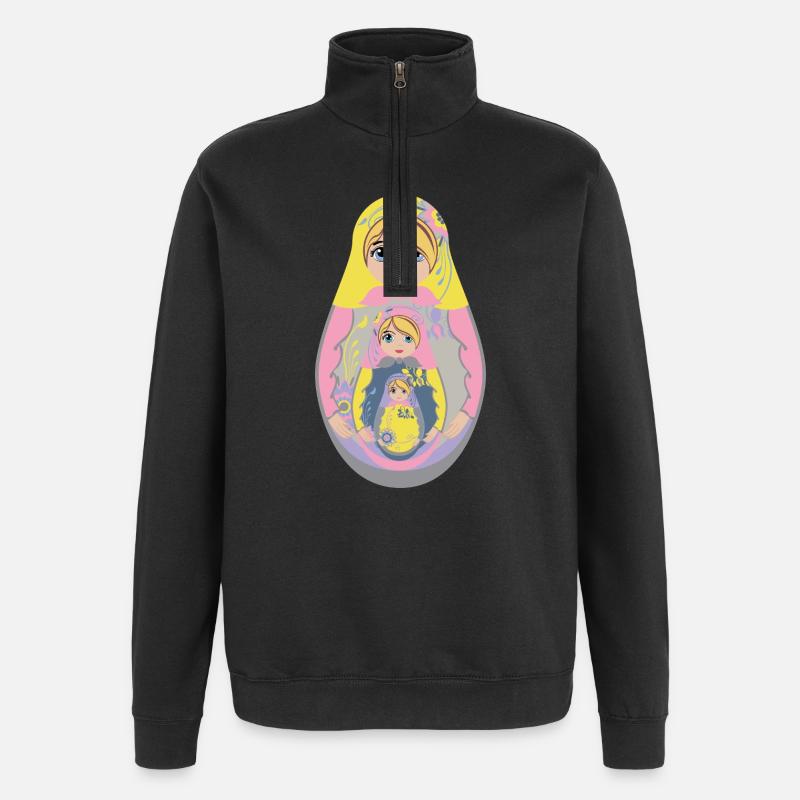 Nesting Matryoshka Doll Design - Quarter-Zip Sweatshirt - black