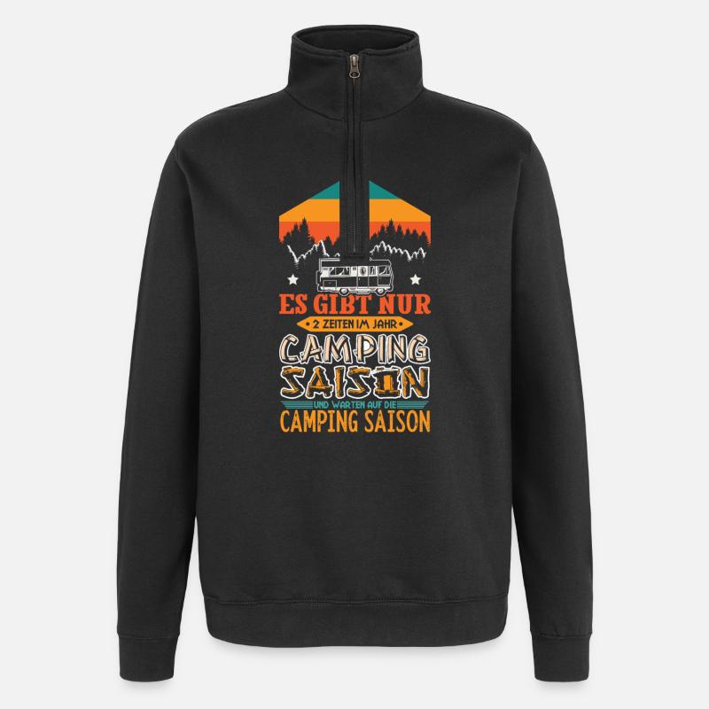 Camper Camping Caravane Dicton - Sweat à zip 1/4 - noir