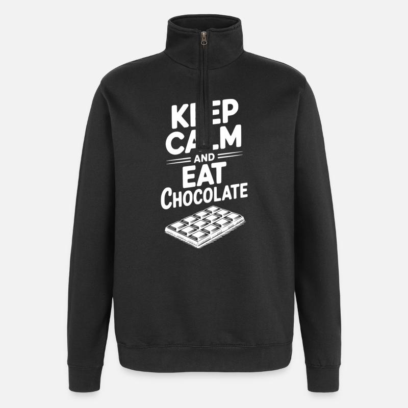 Keep Calm and Eat Chocolate - Quarter-Zip Sweatshirt - black
