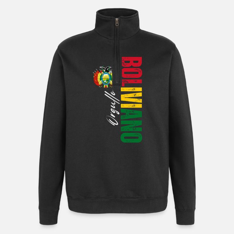 Orgueil bolivienne, conception verticale - Sweat à zip 1/4 - noir