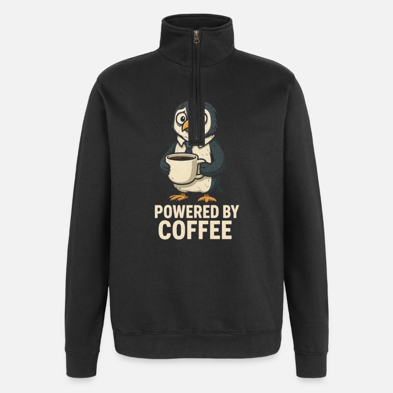 Manchot au café avec style - Sweat à zip 1/4 - noir