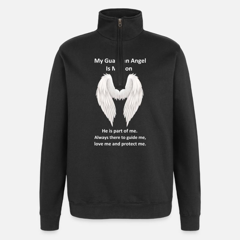 Schutzengel ist mein Sohn - Quarter-Zip-Sweatshirt - Schwarz