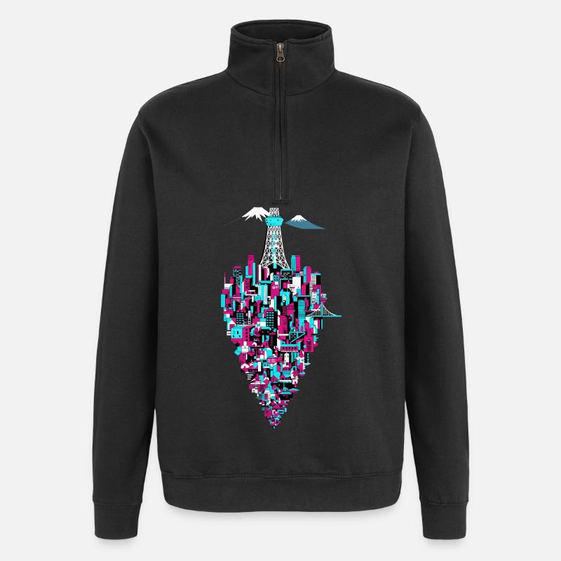 Tokyo Skyline Japan Tower - Quarter-Zip Sweatshirt - black