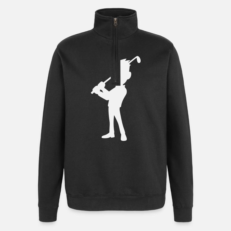 Golf Design, Golfer Silhouette - Quarter-Zip Sweatshirt - black