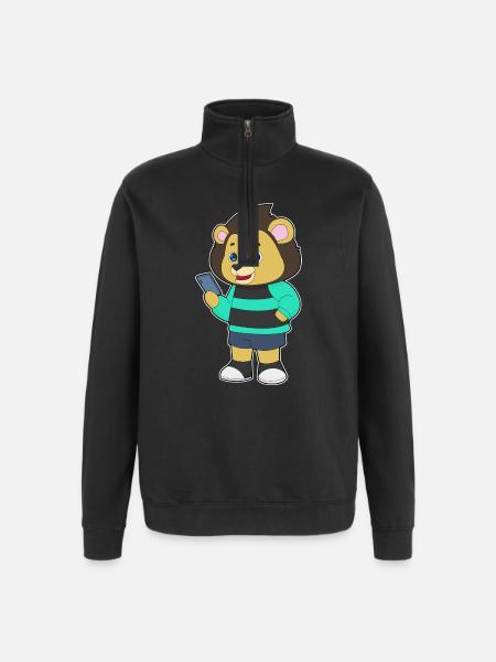 Lion Smartphone - Quarter-Zip Sweatshirt - black