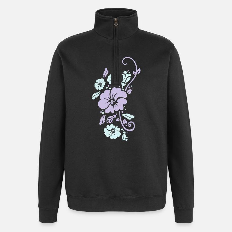 floral - Sweat à zip 1/4 - noir