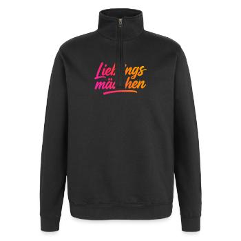 Lieblingsmädchen – Typografie Brush Script | Moder - Quarter-Zip-Sweatshirt - Schwarz - Vorne - AI Model Female 172 light (172cm) & AI Model Male 178 dark (178cm)