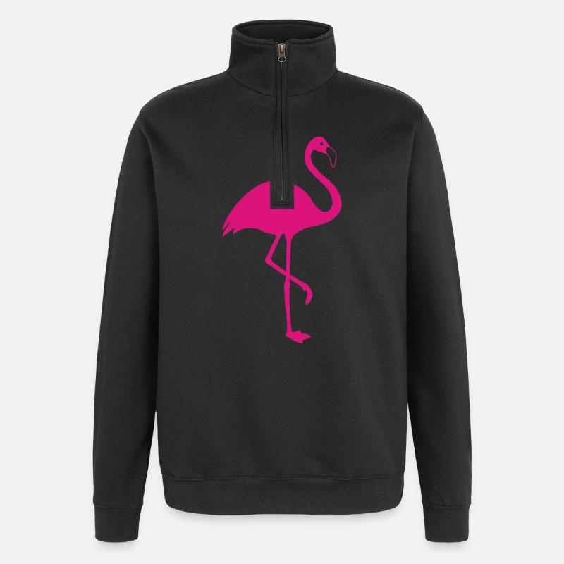 Flamingo pink summer sun beach - Quarter-Zip Sweatshirt - black