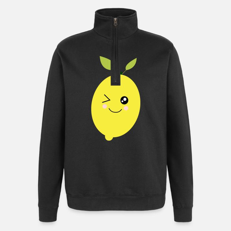 citron vert lime - Sweat à zip 1/4 - noir