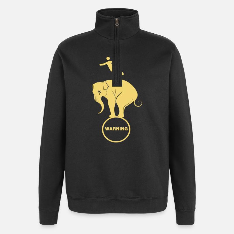 L’éléphant et le ballanging humain - Sweat à zip 1/4 - noir