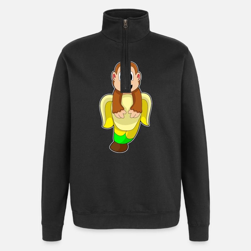 Singe Banane - Sweat à zip 1/4 - noir