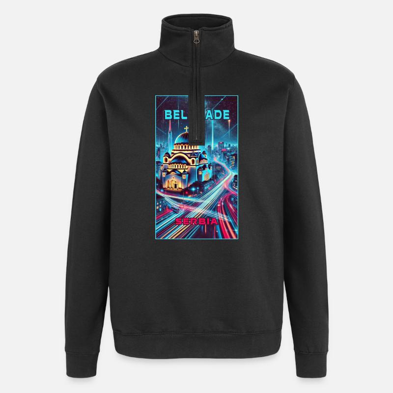 Belgrad Serbien Skyline Design - Quarter-Zip-Sweatshirt - Schwarz