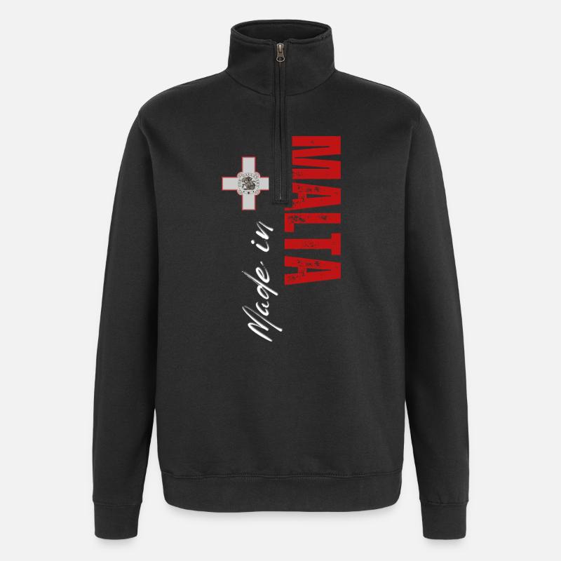 Fabriqué à Malte, conception verticale - Sweat à zip 1/4 - noir