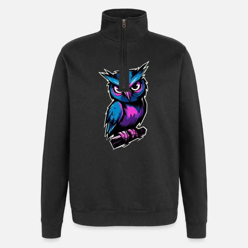 blau lila Eule :) - Quarter-Zip-Sweatshirt - Schwarz