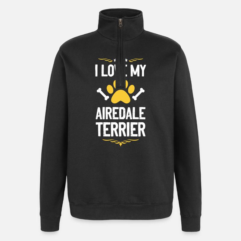 J’adore mon Airedale Terrier - Sweat à zip 1/4 - noir