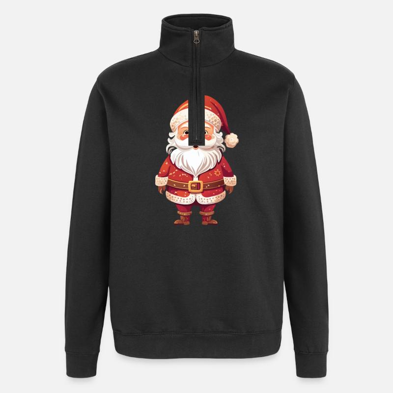 Fröhlicher Weihnachtsmann - Quarter-Zip-Sweatshirt - Schwarz