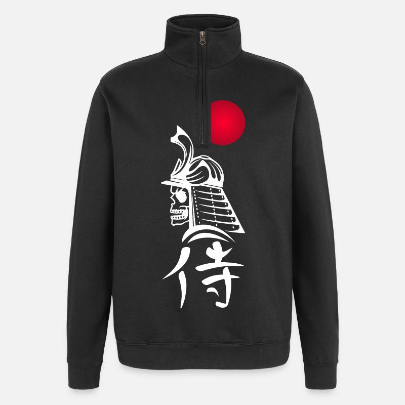 Samouraï blanc et soleil rouge - Sweat à zip 1/4 - noir