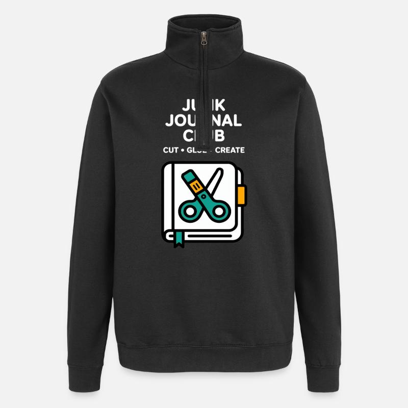 Junk Journal Club Cut Glue Create - Quarter-Zip-Sweatshirt - Schwarz