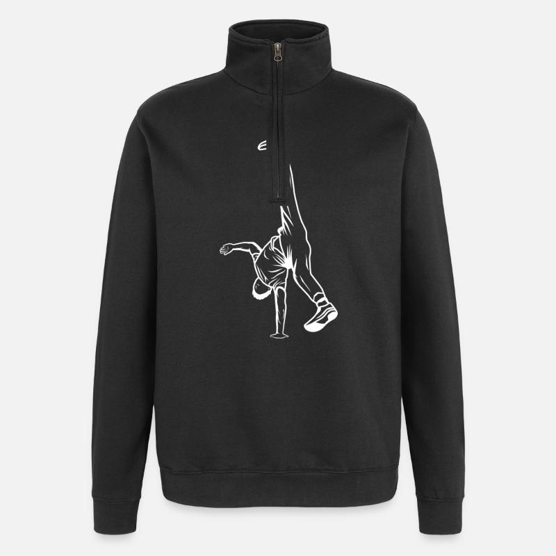 B Boy Tegning - Sweatshirt med 1/4 lynlås - sort