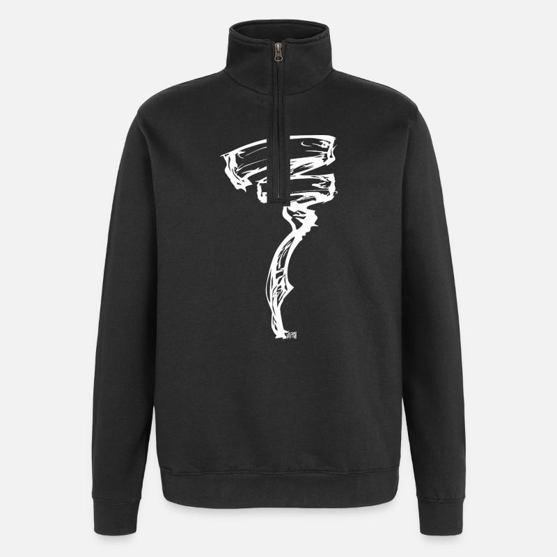 Energetischer Wind - Quarter-Zip-Sweatshirt - Schwarz