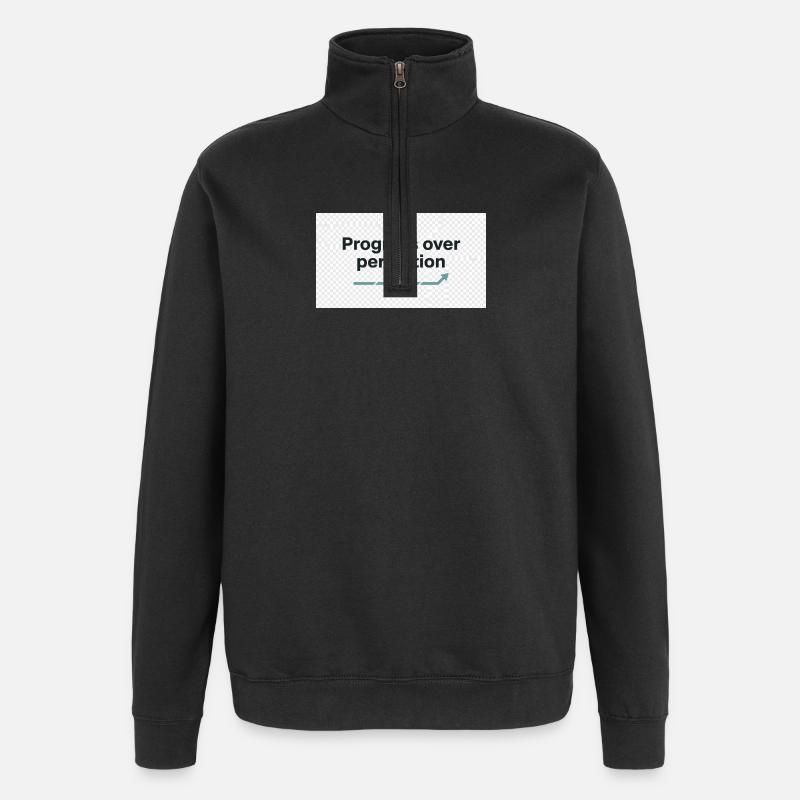 Typography_design_text_progress_over_perfectio - Sweat à zip 1/4 - noir