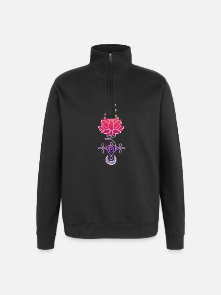 Ätherisches Lotusblütensymbol - Quarter-Zip-Sweatshirt - Schwarz