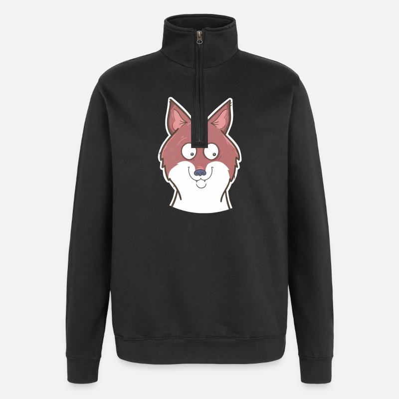 Fox - Quarter-Zip Sweatshirt - black