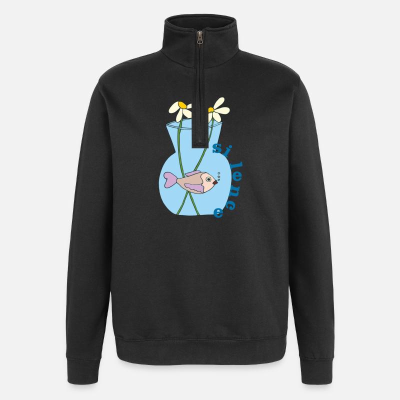 Poisson dans un bocal - Sweat à zip 1/4 - noir