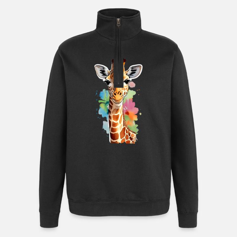 Giraffe - Quarter-Zip-Sweatshirt - Schwarz