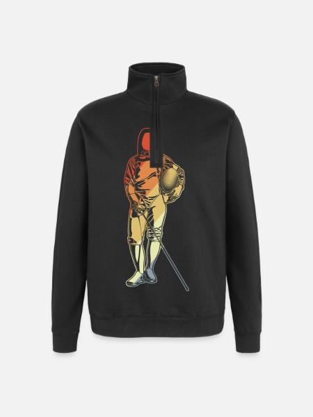 Fechten Mädchen Zeichnung - Quarter-Zip-Sweatshirt - Schwarz