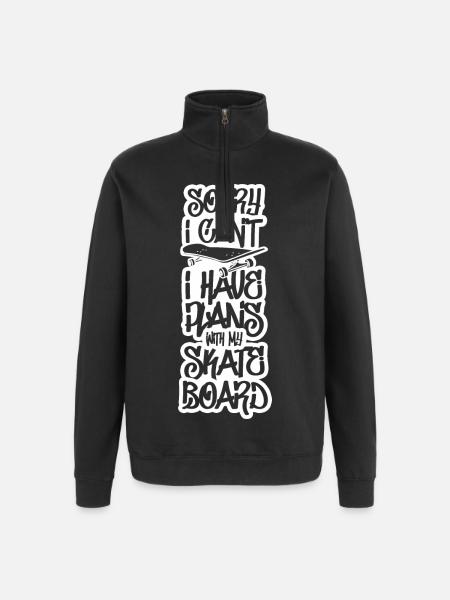 J’ai des projets avec mon skateboard - Sweat à zip 1/4 - noir
