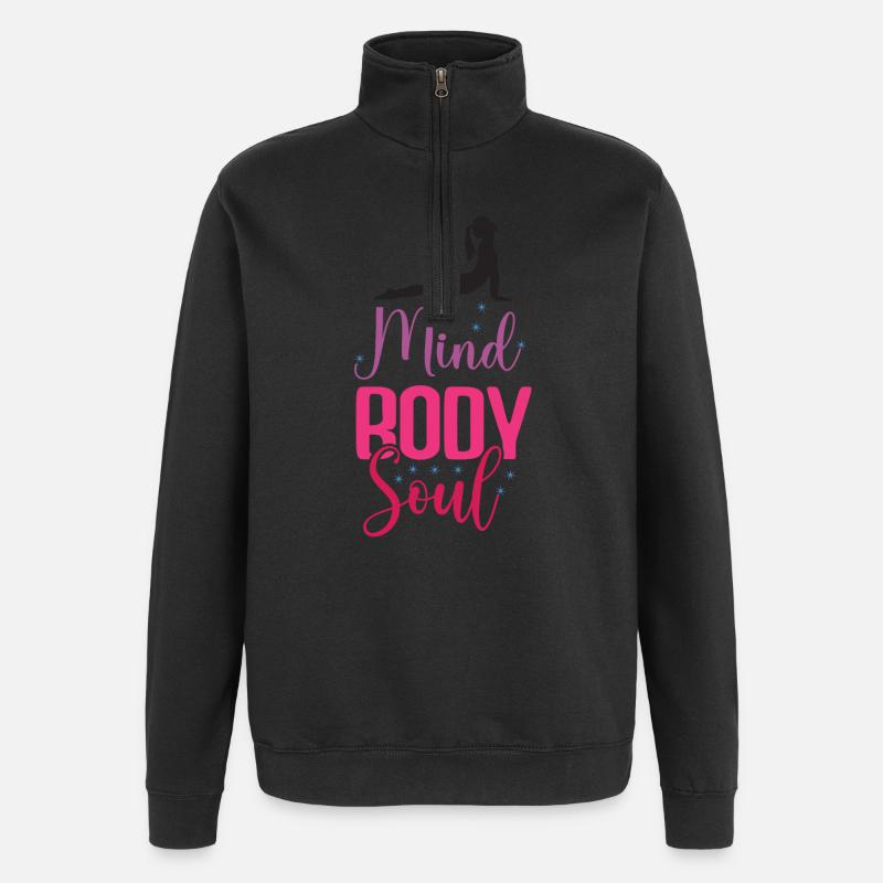 Yoga - Geist, Körper, Seele - Quarter-Zip-Sweatshirt - Schwarz