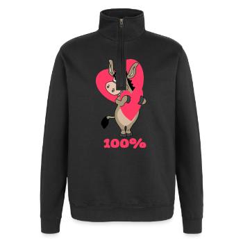 100% love - Quarter-Zip Sweatshirt - black - Front - AI Model Female 172 light (172cm) & AI Model Male 178 dark (178cm)