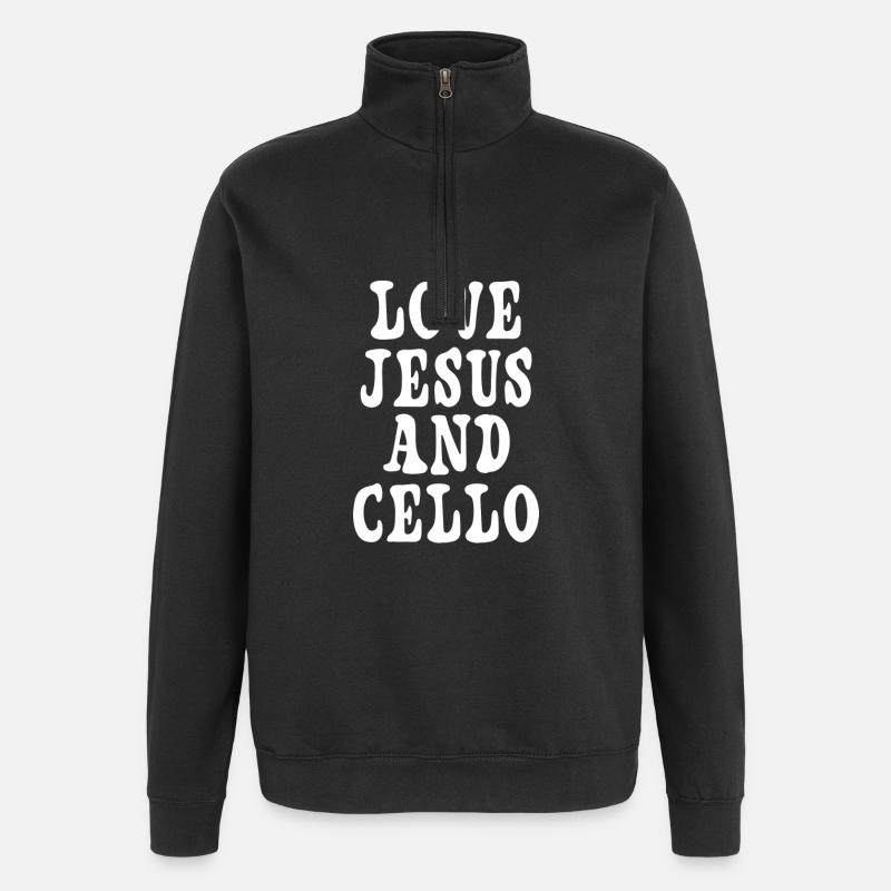 J'aime Jésus et le violoncelle - Sweat à zip 1/4 - noir