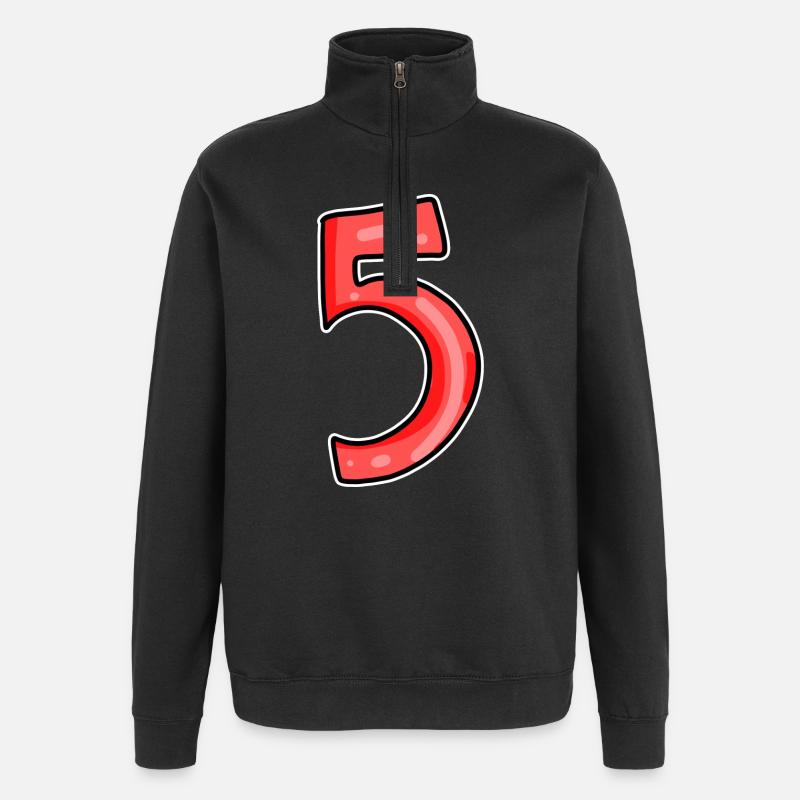 5 rot - Quarter-Zip-Sweatshirt - Schwarz