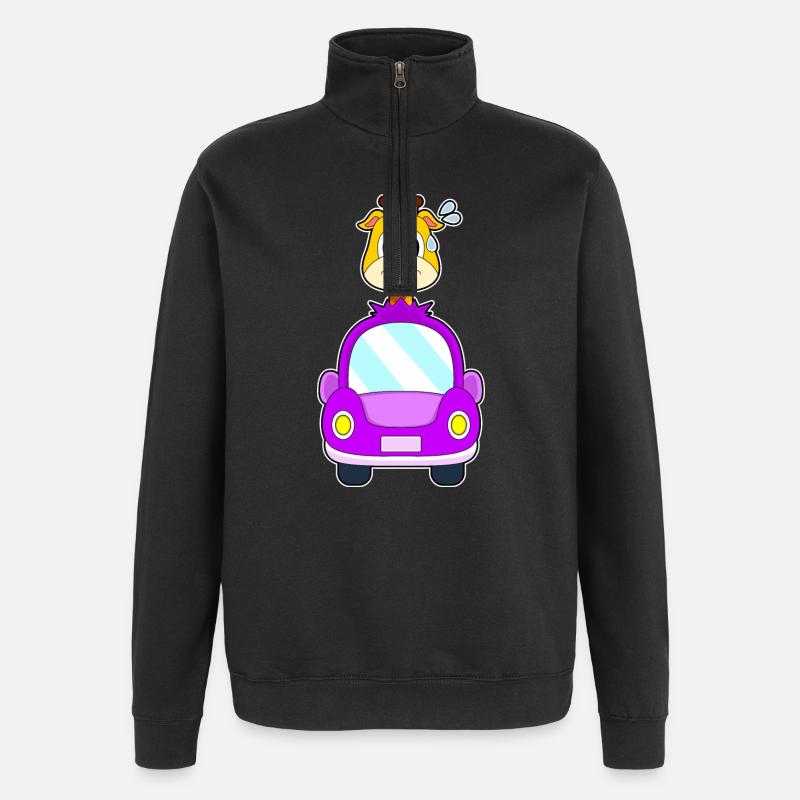 Voiture Girafe - Sweat à zip 1/4 - noir