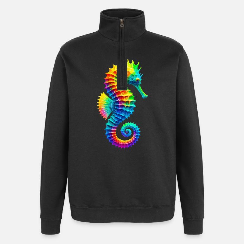Seepferdchen - Quarter-Zip-Sweatshirt - Schwarz