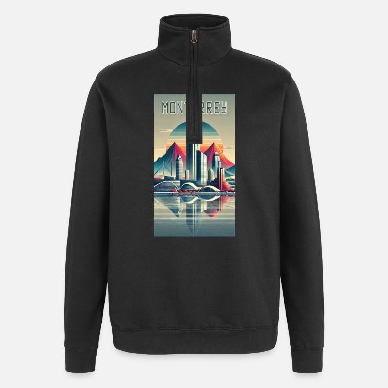 Monterrey Mexiko Modern Design - Quarter-Zip-Sweatshirt - Schwarz